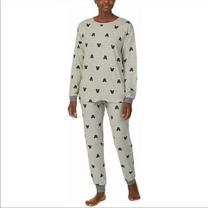 Disney Mickey Mouse matching pajama set gray and black women's large